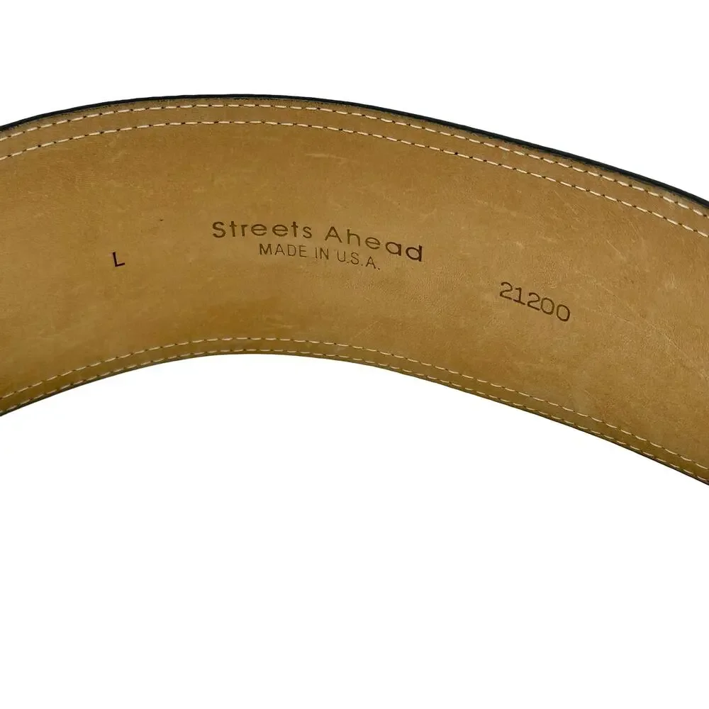 Streets Ahead for Neiman Marcus Black Leather and Suede Belt L - LARGE